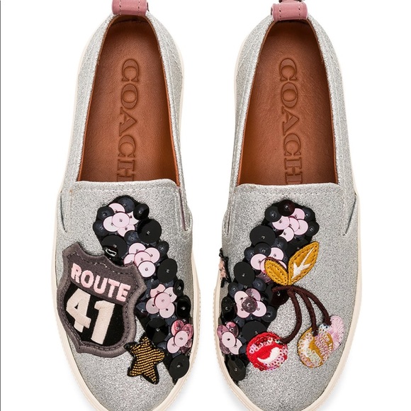 Coach Shoes - ⚡️Coach Cherry Patch slip glitter sneakers 8.5